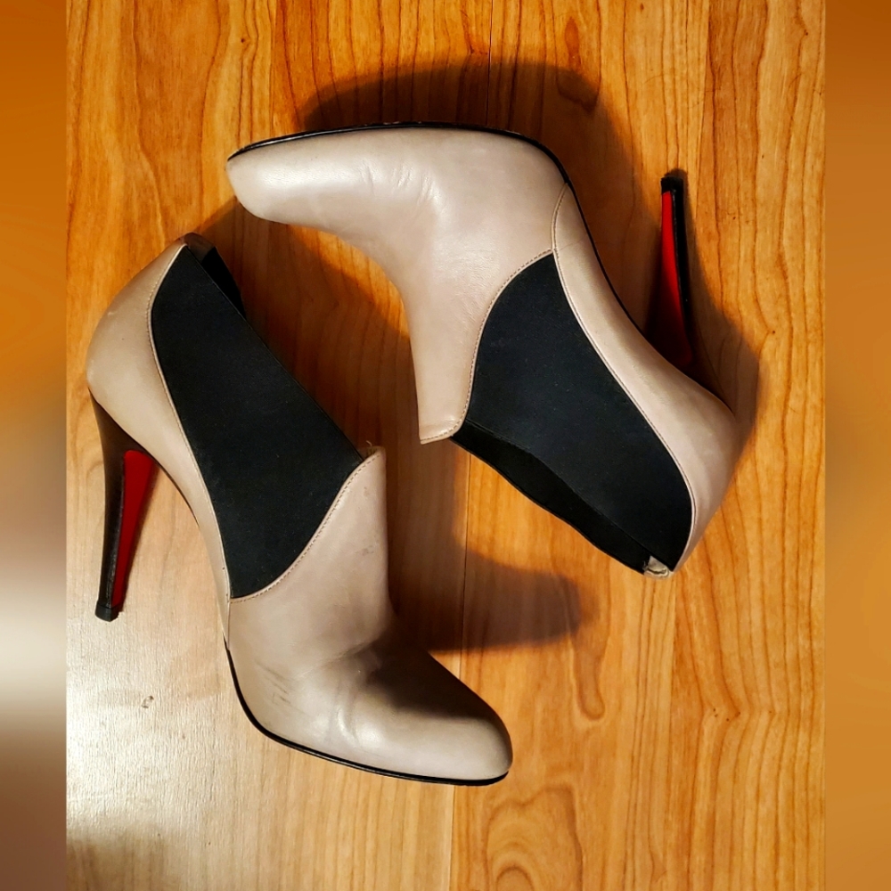 Beige Louboutin booties, size 40.5 (US 9.5)